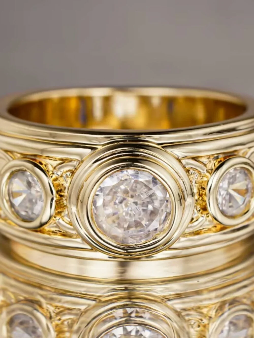 NEW 14k Yellow Gold Diamond Ring Gold Eternity Diamond Ring - Picture 3 of 6